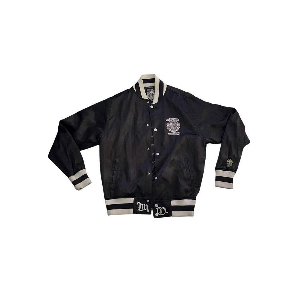 LIVE MECHANICS SATIN VARSITY JACKET